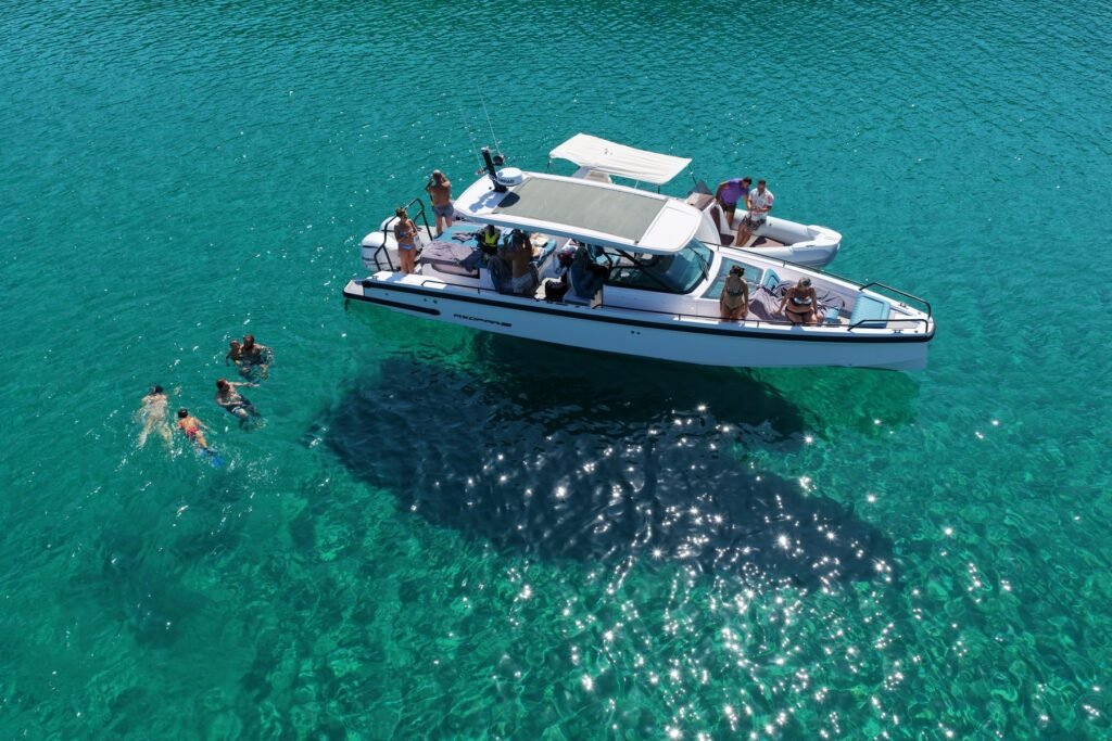 GR Boat Rental Skiathos Boat Hire Skiathos Experience the Axopar Brabus, the most luxurious boat rental in Skiathos. The ultimate choice for a premium day at sea, with twin-engine power and for up to 10 people.